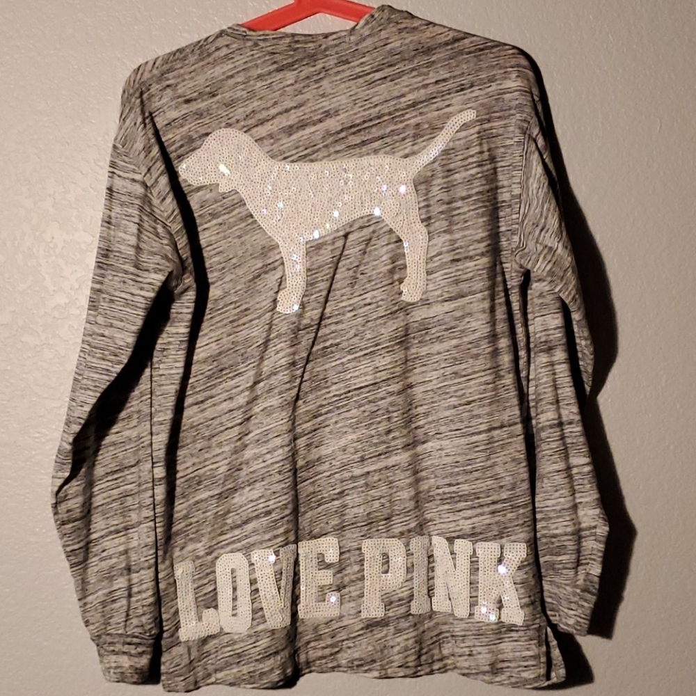 VS PINK Iridescent Bling Long Sleeve Tee